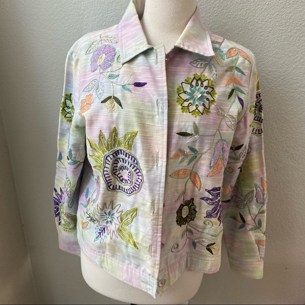 PATCHINGTON vintage floral blossom pastel embroidery blazer jacket womens M